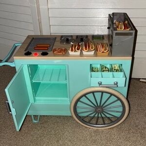 Our Generation Hot Dog Cart with Food Battery Operated Hot Dog Roller Works
